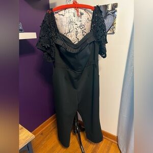 Plus Size Lost Ink Formal Jumpsuit Romper with Lacelike Sleeves NWT